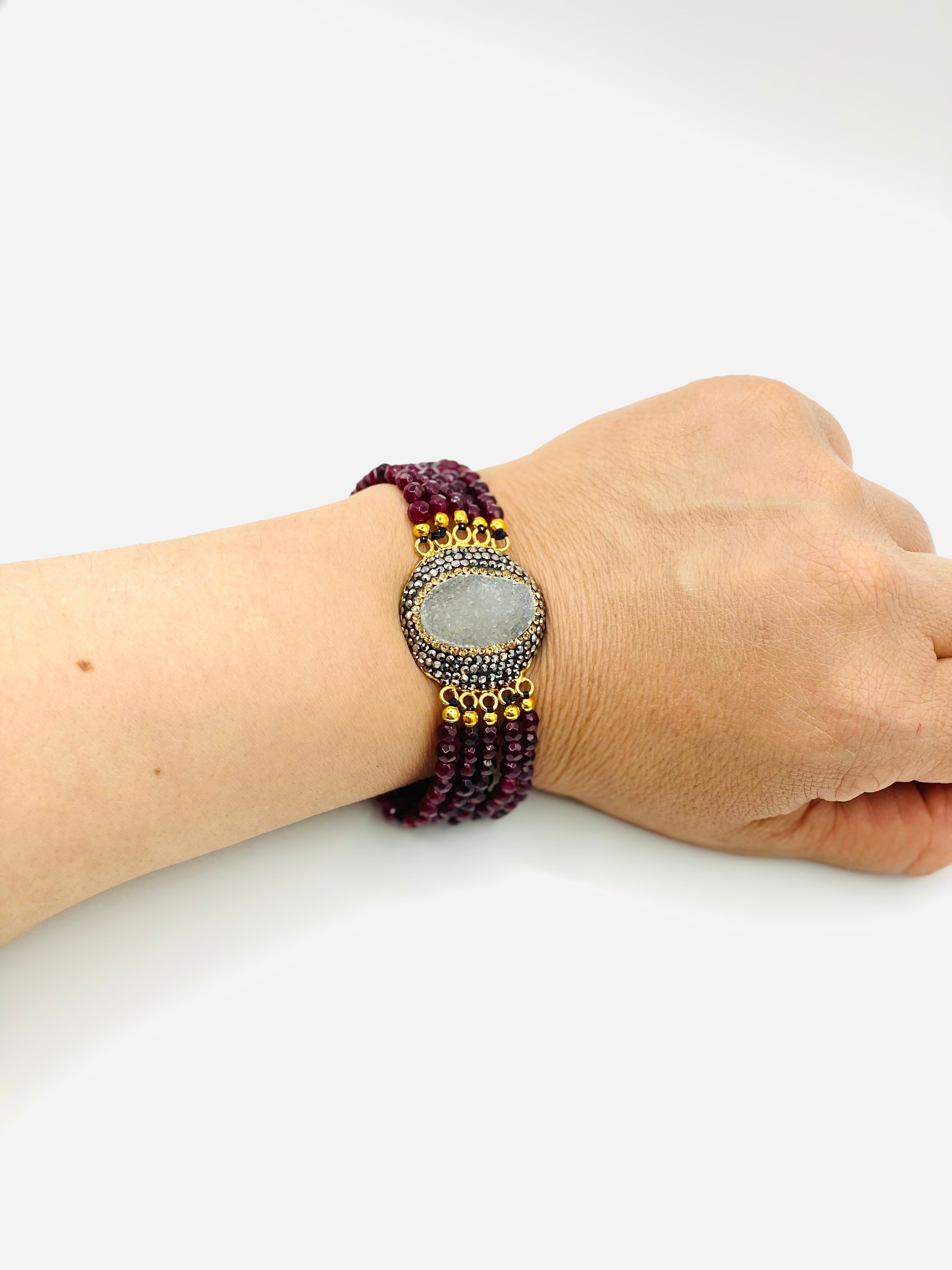 Gem and Crystal Beaded Bracelet